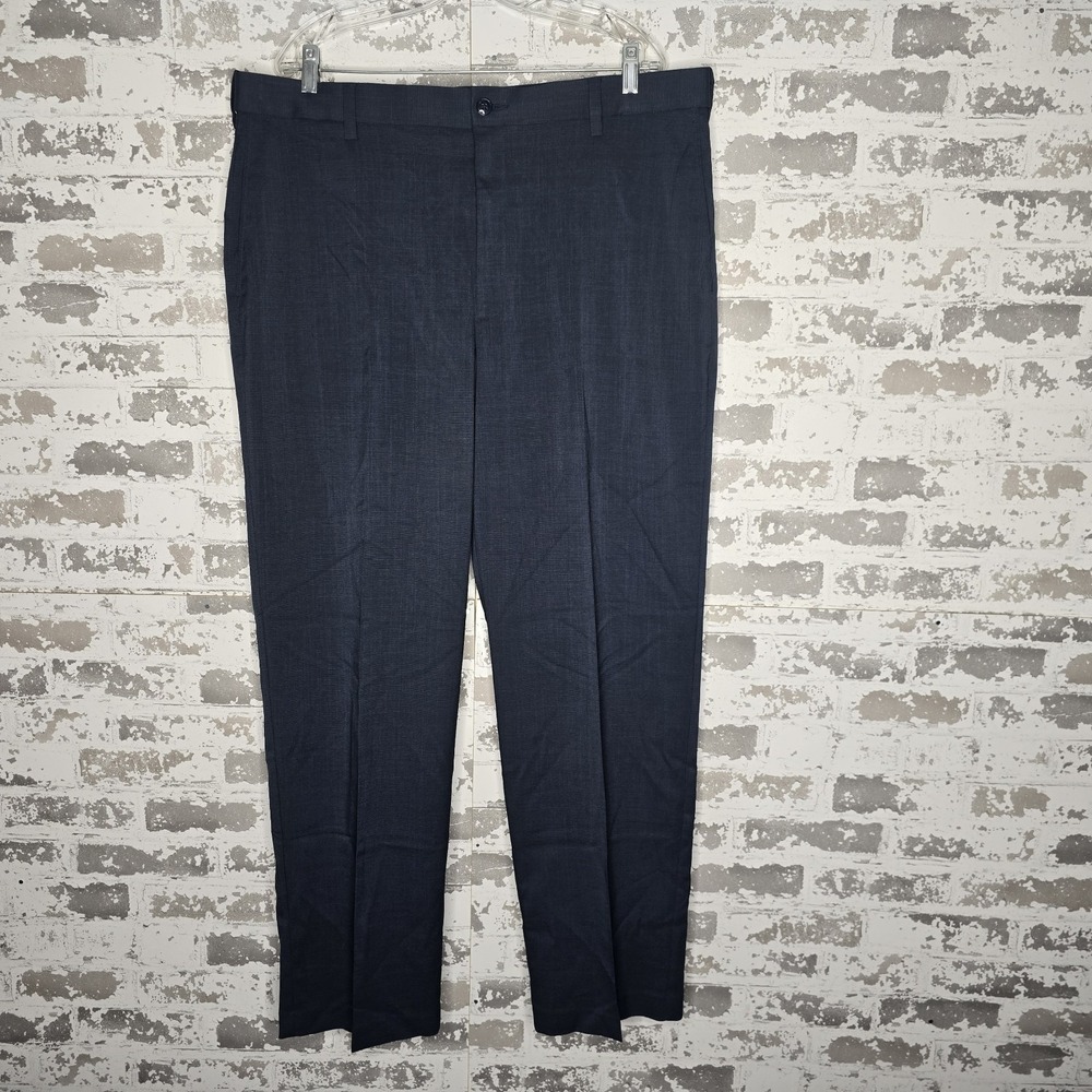 NEW Savane Dress Pants Mens Blue Stretch Performance Straight Leg Flat Front